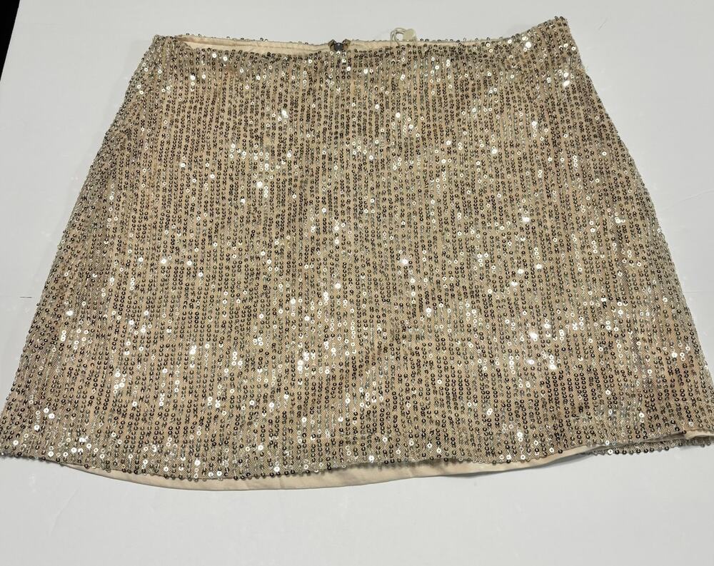 C&V Chelsea & Violet Gold Sequin Mini Skirt Lined Party Cocktail Zip Back NWT
